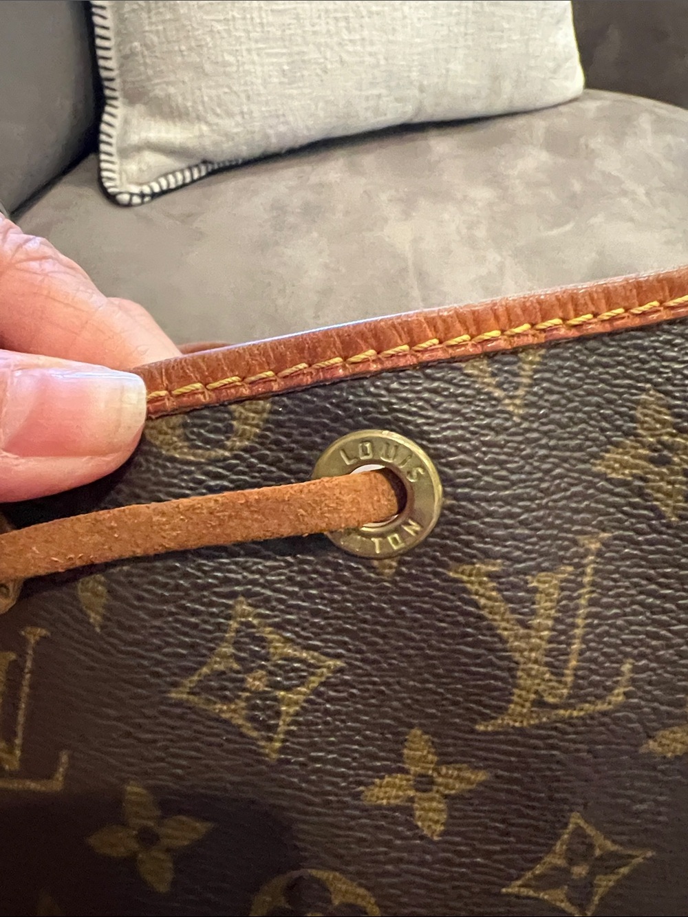 Louis Vuitton Monogram Canvas Drawstring Tote in Brown - Picture 11 of 14
